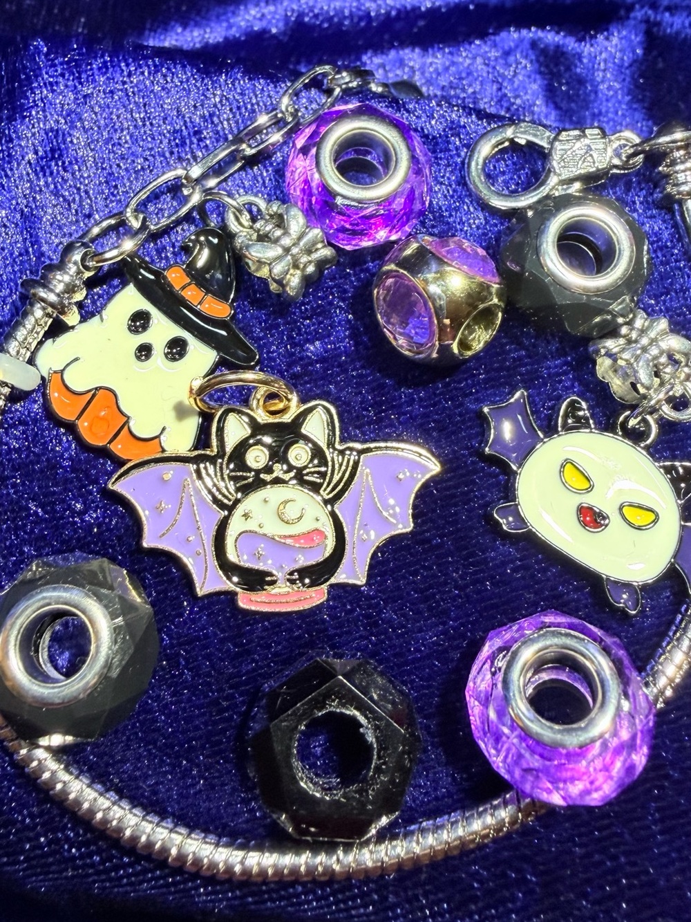 DIY your own one of a kind Charm Bracelet with Halloween Enamel Charms and Beads